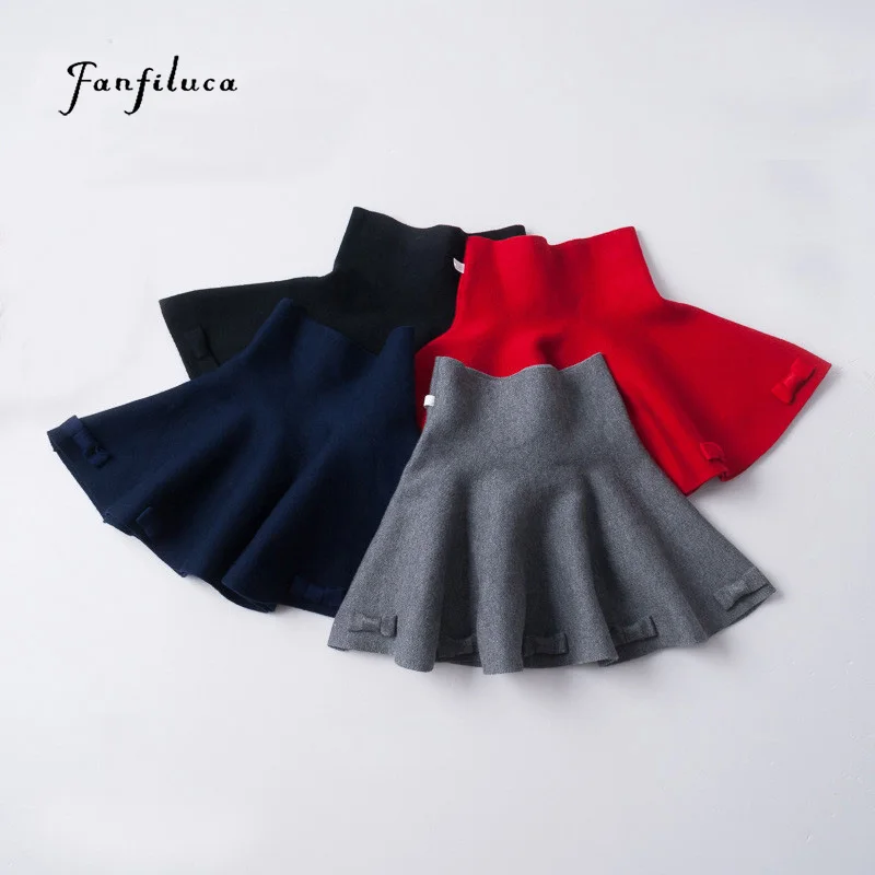 Fanfiluca Bow Girls Skirts Solid Children Tutu Skirts High Elastic Waist Kids Skirt Casual Candy 4
