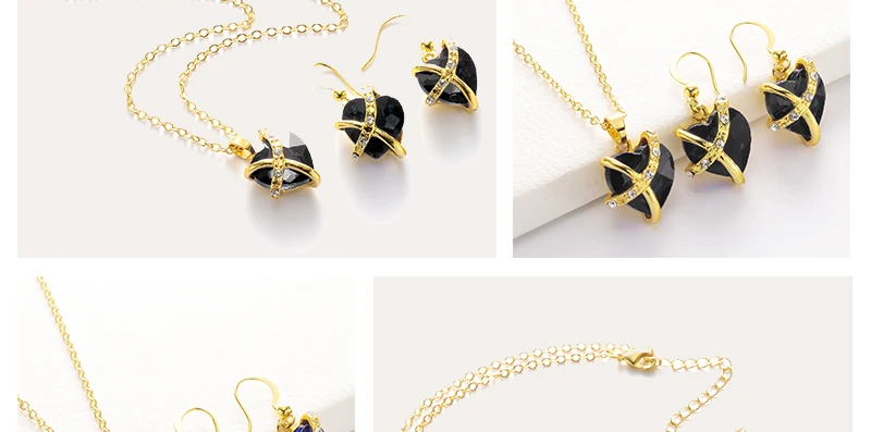 AYAYOO Imitation Crystal Bridal Jewelry Sets Wedding Nigerian African Beads Jewelry Set in Gold Color Earrings And Necklace Set (4)