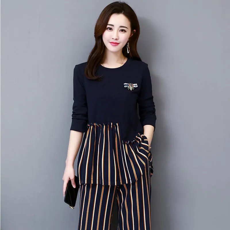 

Plus Size 5xl Two Piece Set Top And Pants Woman Suit Conjunto Feminino Ensemble Femme Survetement Year-old Female Costume 516
