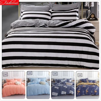 

Black White Stripe 3/4 pcs Bedding Set 1.8m 2.0m 2.2m Bed Linens Flat Sheet Full King Queen Size Duvet Cover Bedclothes Bedlinen