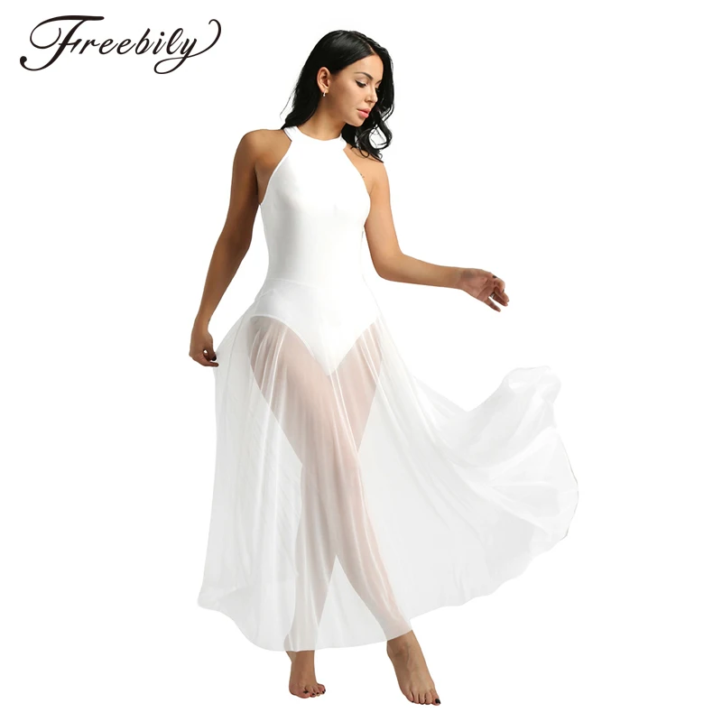 

Women Adult Ballet Dance Dress Contemporary Modern Leotard Ballet Bodysuit Vintage Long Ballet Dress Ballerina Stage Dance Wear