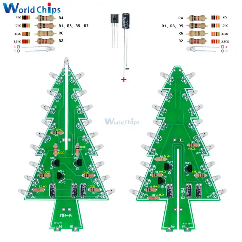 3D Xmas Tree DIY Kits 7 Color Light Flash LED Circuit Christmas Trees led S90