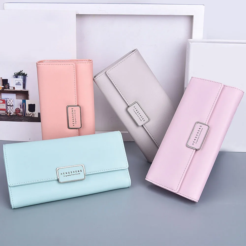 

Leisure Fashion Women Leather Wallet Hasp Woman Clutch Bag Long Purse Simple Solid Girls Money Bags Portable Card Holder Purse