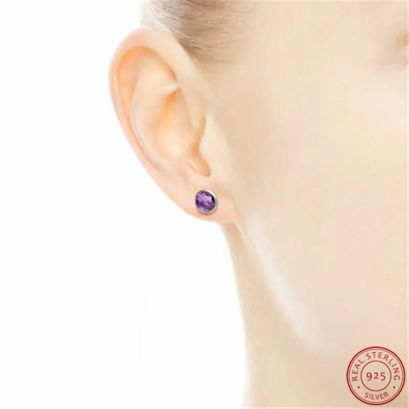 Женские серьги гвоздики в виде капель аметиста серебро 925 пробы|stud earrings|earrings