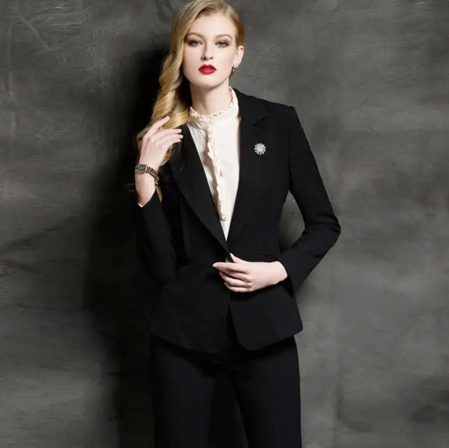 ladies black evening trouser suit
