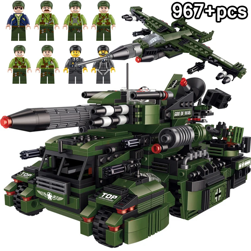 

967PCS Military Series WW2 German 8 in 1 Armour Tank Building Blocks Compatible LegoINGs City Soldier Bricks Toys For Children