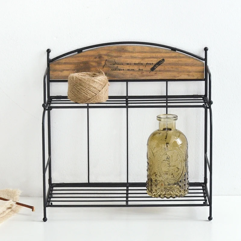 Wrought iron desktop storage shelf wearing day type style