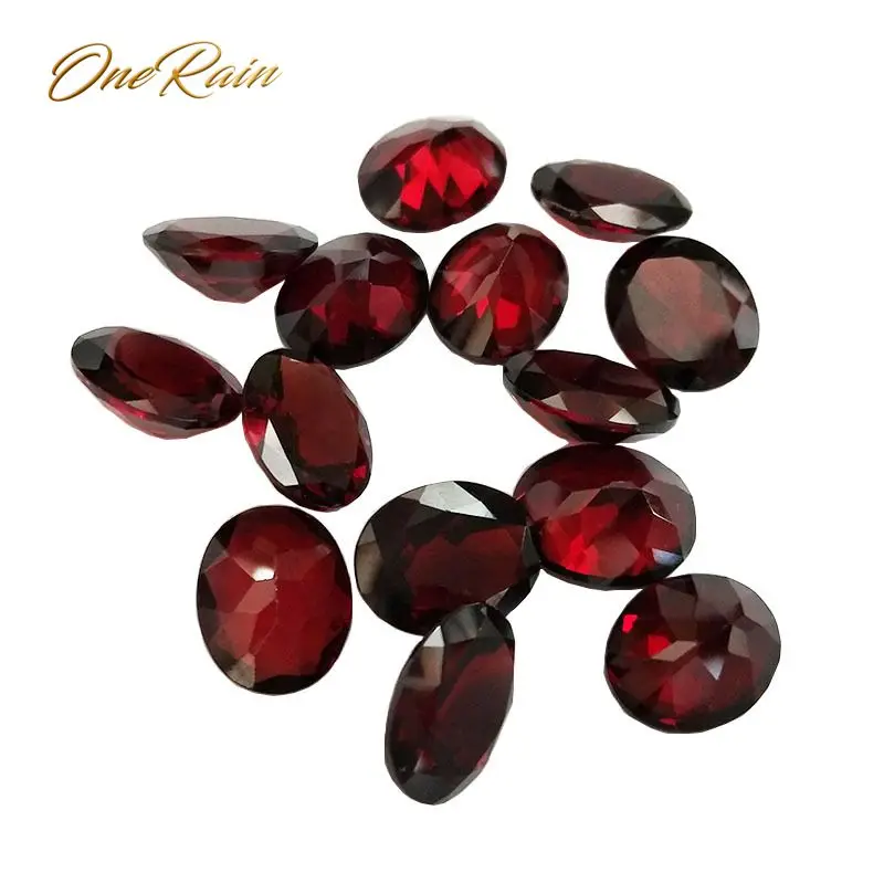 OneRain 1 PCS Natural 8 * 10 MM Oval Cut Garnet Loose Gemstone DIY Stones Decoration Made For Jewelry Wholesale Lots Bulk OneRain 1 PCS Natural 8 * 10 MM Oval Cut Garnet Loose Gemstone DIY Stones Decoration Made For Jewelry Wholesale Lots Bulk