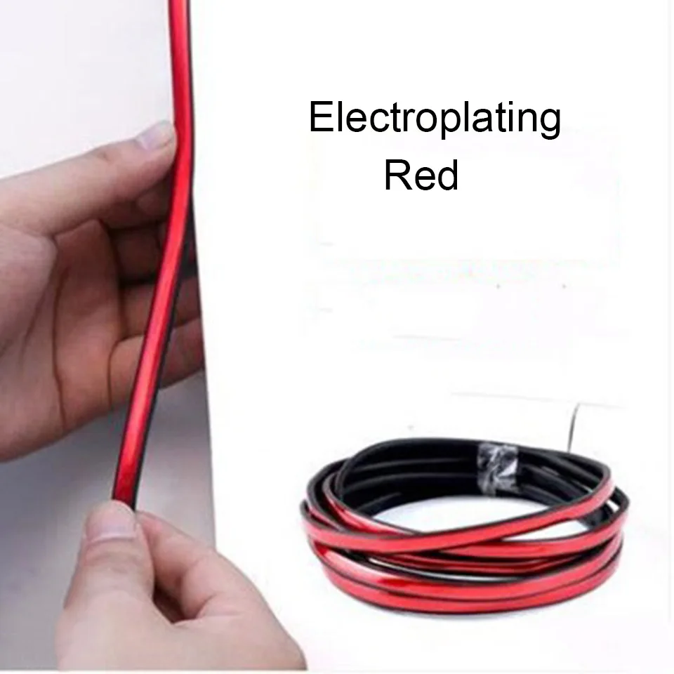 Сайт LAUTO 5 м/компл. автомобильной двери резиновая прокладка царапин анти столкновение с защитой от царапин автомобильное резиновое уплотнение для дверей полосатая наклейка - Цвет: Electroplating Red