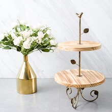 Двухслойная рамка восстанавливает Древний золотой поднос Свадьба снек диск десертная платформа послеобеденный чай фрукты полка