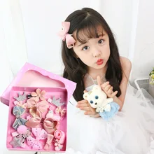 18 шт лечения Для детей девушка волосы зажим, аксессуар для волос Головные уборы набор для волос Эластичные украшения мода подарок аксессуары