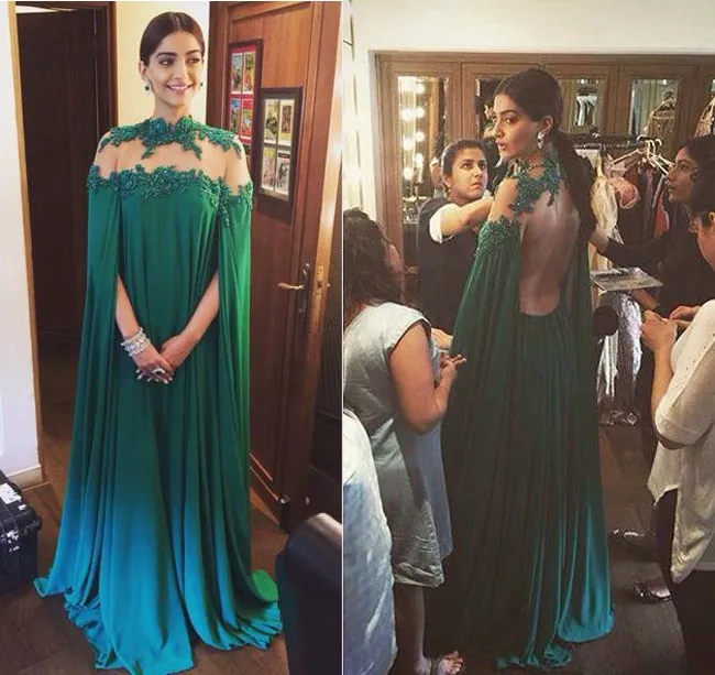 

2018 New Arrival Emerald Green High Neck Lace Applique Chiffon Arabic Long Sleeves Muslim Mother of the Bride Dresses From Dubai