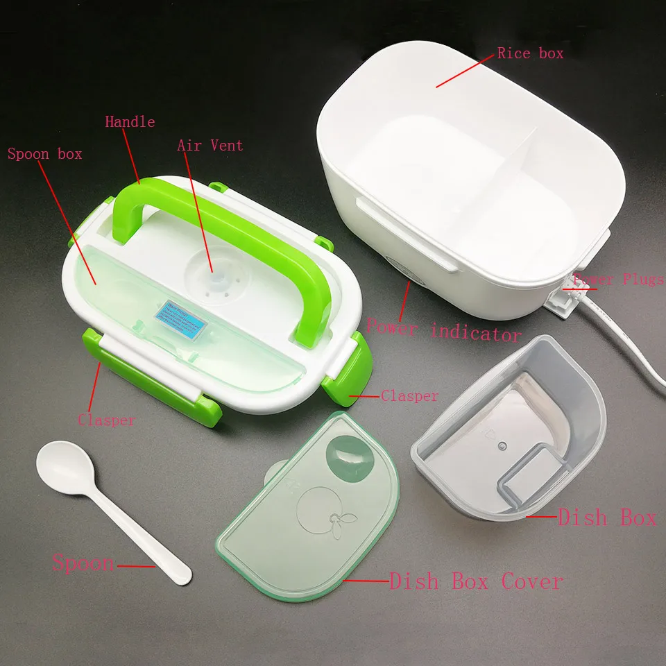Electric Heated Food Container Plastic Portable 220110V Heated Lunch Box Containers With Compartments Bento Warmer EUUS Plug  8