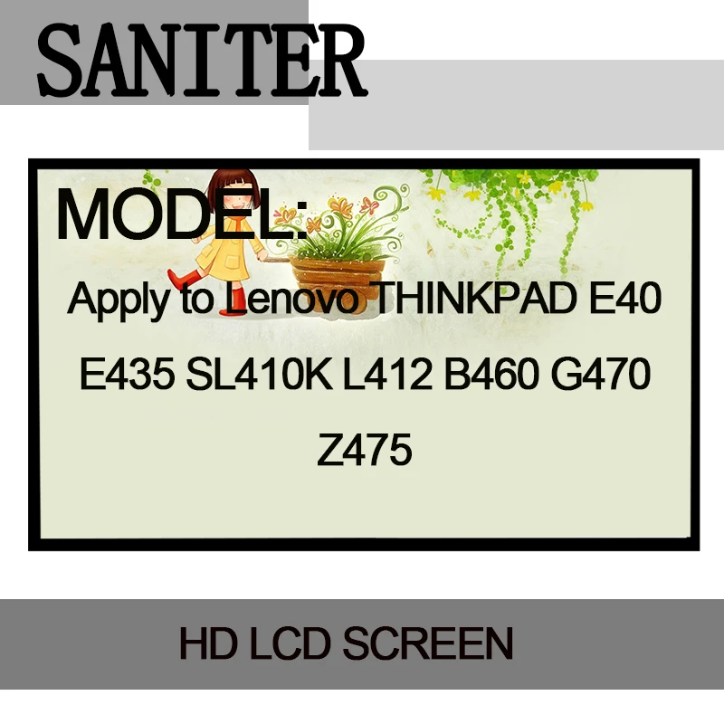 SANITER Apply to Lenovo THINKPAD E40 E435 SL410K L412 B460 G470 Z475 Laptop LCD Screen