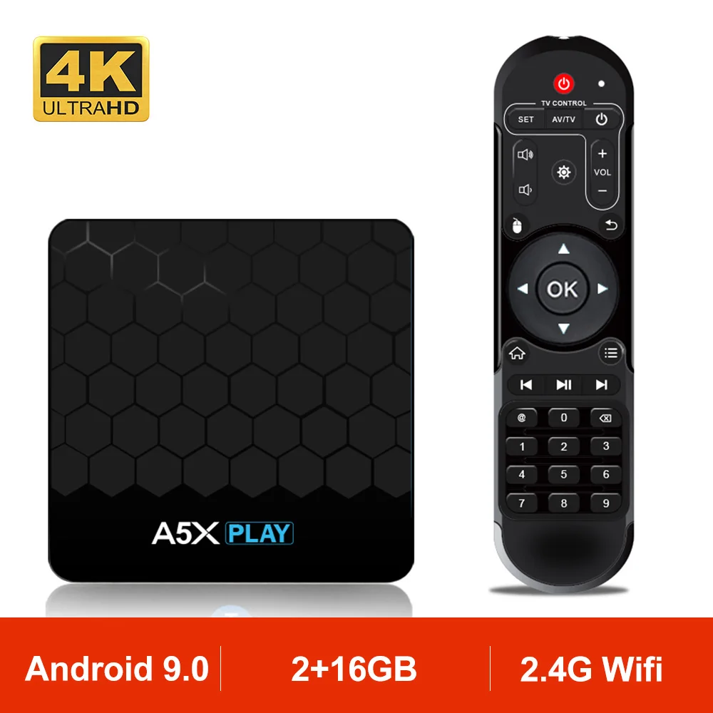 A5X PLAY Android 9 0 Smart TV BOX RK3318 Четырехъядерный 4K HD USB 3 2 4G Wifi Netflix медиаплеер ТВ приемник