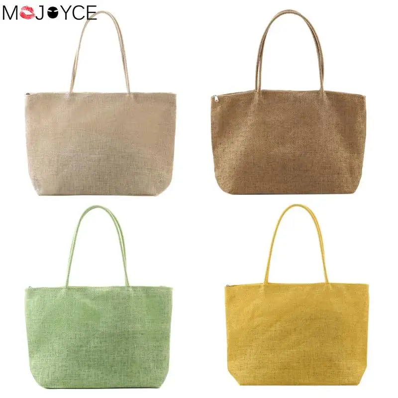 

Women Casual Shoulder Bag Solid Color Shoulder Handbags Women Soild Color Wild Big Top-handle Bag Linen Shopping Totes