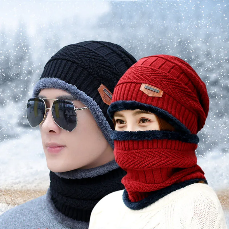 Mens Neck warmer winter hat knit cap scarf cap Winter Hats For men