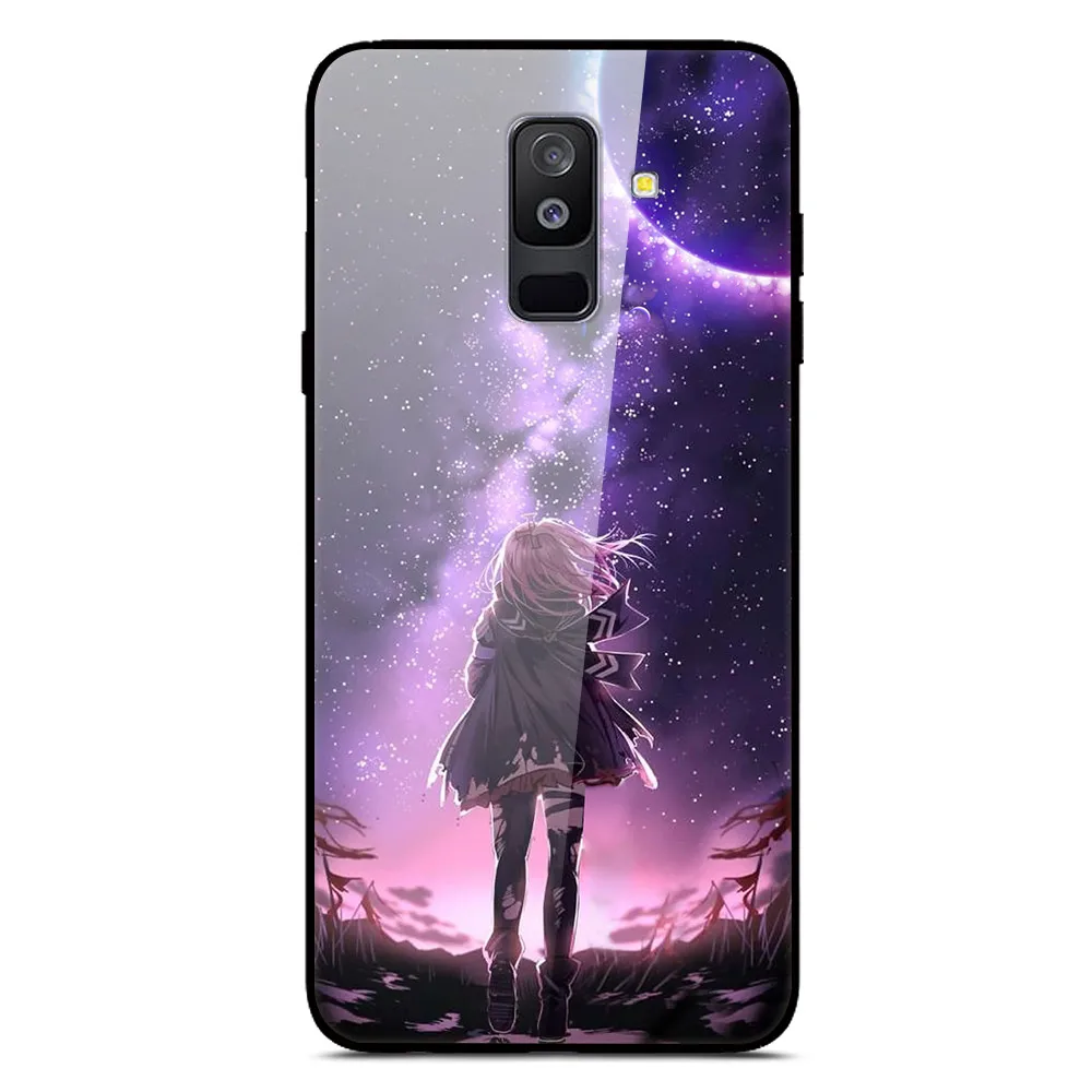 Для samsung Galaxy A6 Plus чехол из закаленного стекла с изображением планеты Космос чехол-накладка для samsung A6 Plus A605F+ жесткий чехол из поликарбоната