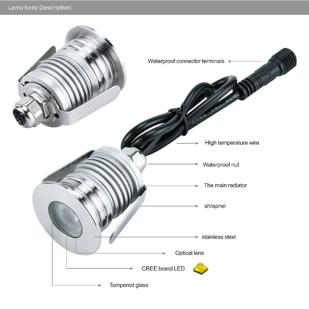 CREE led пол огни настил 12 В 24 В 1 Вт 3 Вт led подземный Освещение IP67 Водонепроницаемый похоронен Лампы для мотоциклов место encastrable Sol снаружи