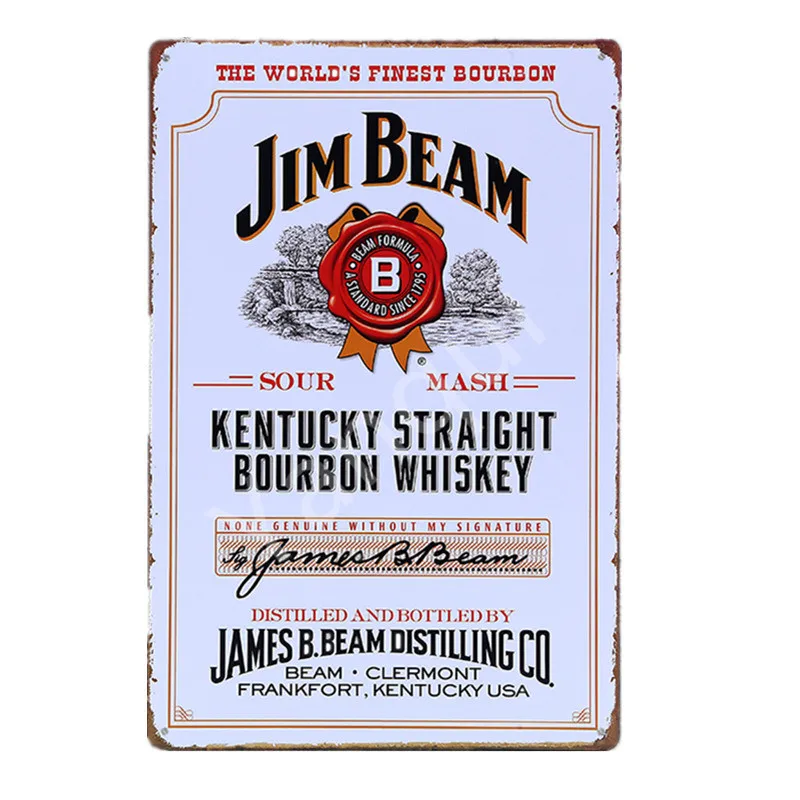 Ретро вино пиво бренд Jim Beam виски оловянные знаки черные вечерние металлические плакаты стены искусства стикеры Паб Бар Клуб домашний декор YQZ094 - Цвет: NEW0499A