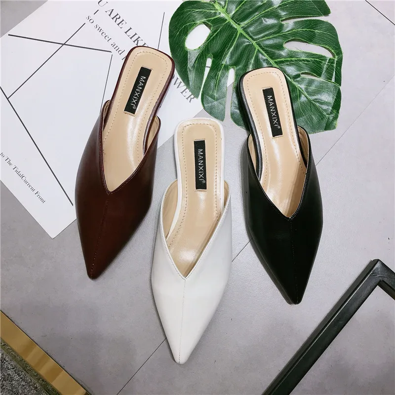 Женская обувь; туфли без задника на плоской подошве; модные шлепанцы с ...