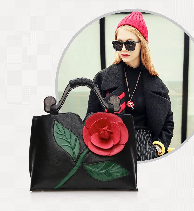 Винтажная женская кожаная сумка розы стильные роскошные сумки женские дизайнерские сумки дамские сумки женские известные бренды Bolsa DC890Z