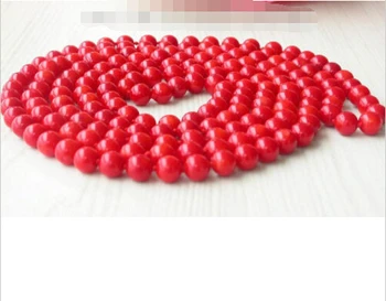 

FREE shipping> >>>>Long 50" Natural Red Round Coral beads Necklace