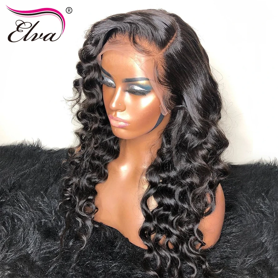 Свободная волна 360, парик с фронтальной шнуровкой, предварительно выщипанные с детскими волосами, бразильские человеческие волосы, парики для женщин, Elva remy волосы, парик с кружевом 1"-24"