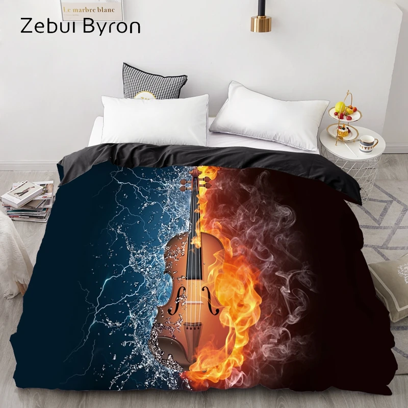 3D HD Digital Custom Dekbedovertrek, Dekbed/Dekbed/Deken case Ice fire gitaar, beddengoed 220x240/200x200/Queen/Koning|Dekbed overtrek| - AliExpress