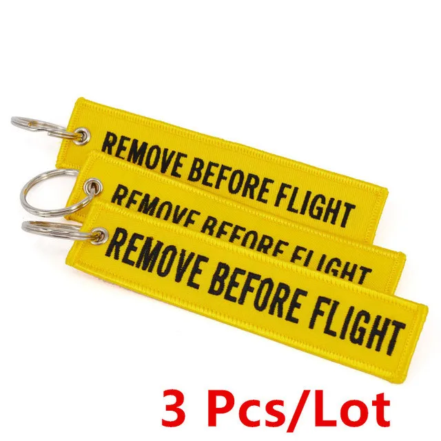3Pcs/lot Remove Before Flight Keychains For Aviation Gifts Embroidery Customize Keychains Keyring key Holder Cars Sleutelhanger Style8