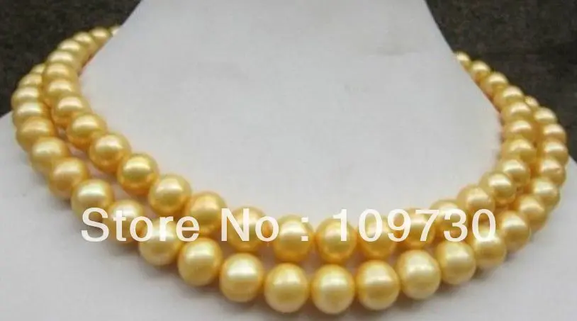 

Jewelry 001754 PRETTY REAL 35" 11-12MM SOUTH SEA GOLDEN PEARL NECKLACE 14KGP Clasp