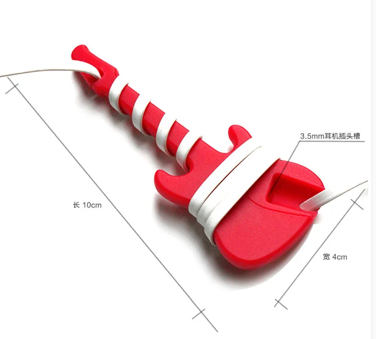 Электро шнур деформация силиконовая Резина гитара в форме гарнитура наушники кабель для хранения кабель менеджер управления - Цвет: Красный