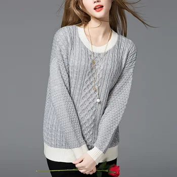 

autumn winter casual thick wool white gray female sweater o-neck long sleeves fashion knit cashmere pullover sweaters male