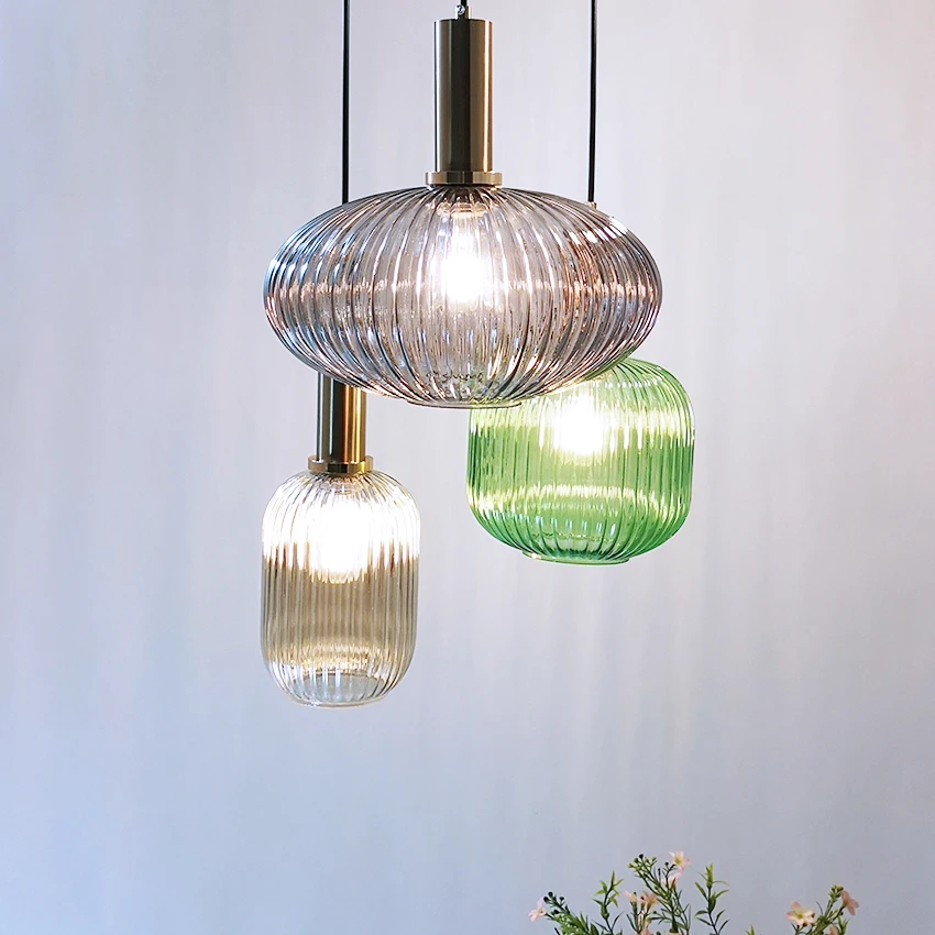  Nordic restaurant pendant lights gray/green/Cognac glass modern hanging lamp bedroom living room ki - 32952007192