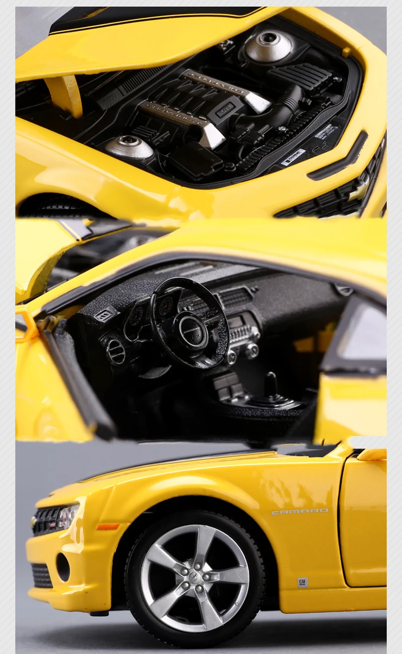 1/24 Chevrolet Camaro SS RS 2010 Bumble Bee желтый цвет Модель автомобиля игрушки для детей Brinquedos коллекции дисплеев