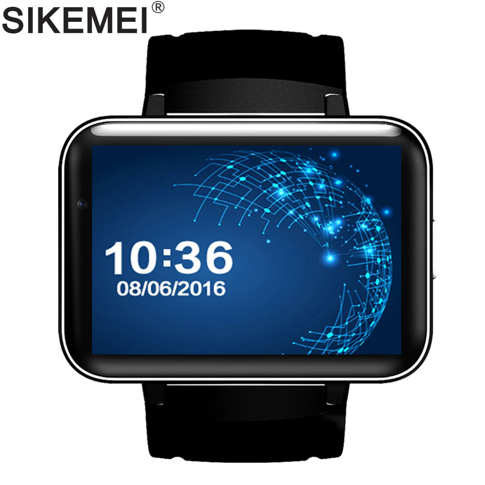 SIKEMEI Android Smart Watch Bluetooth Sports Tracker Wristwatch 3G WCDMA Network WiFi GPS Camera Big Battery DM98 MTK6572