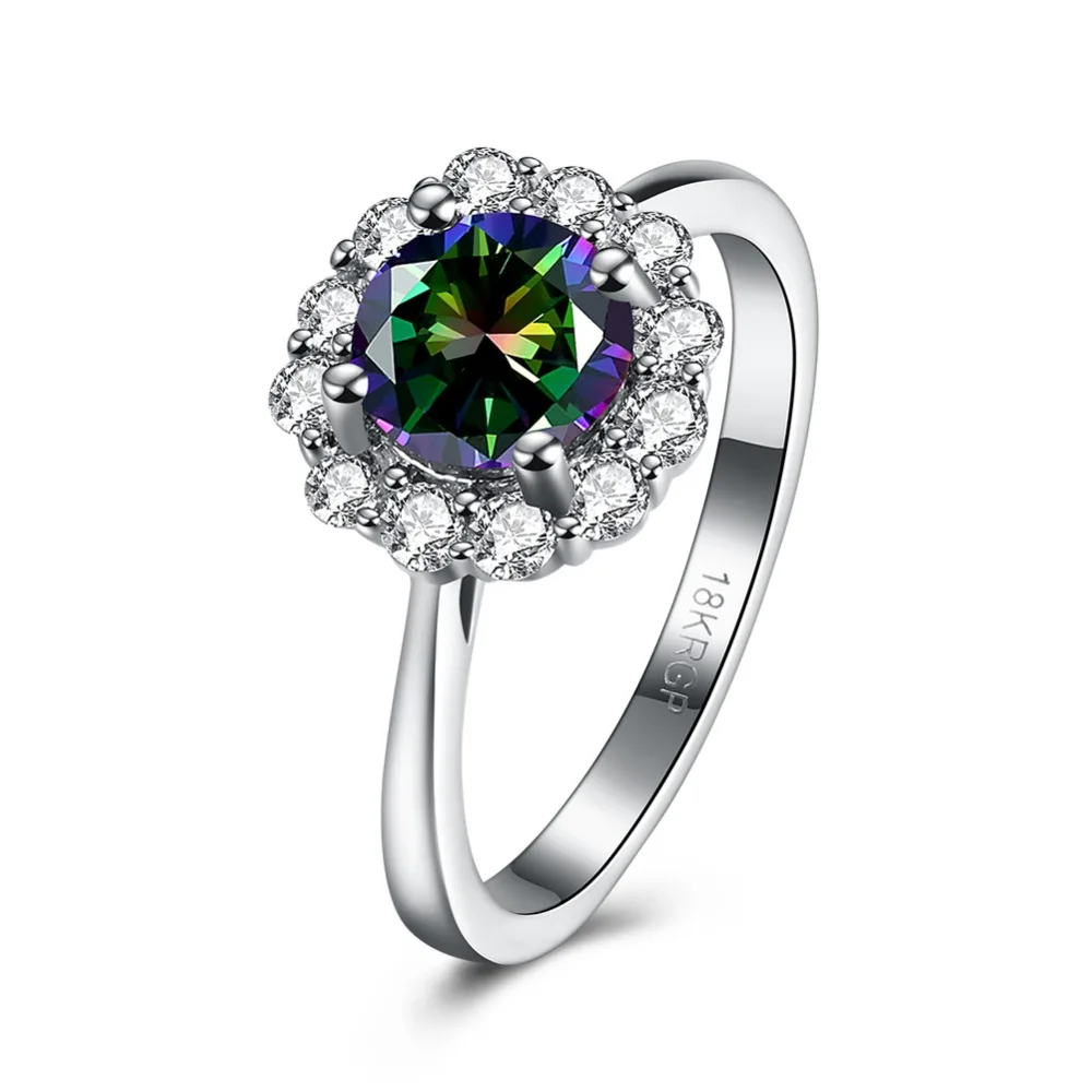 2016 plated White Gold Wedding font b Ring b font Flower with CZ Diamond Colored Classic