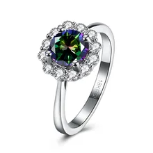 2016 plated White Gold Wedding Ring Flower with CZ Diamond Colored Classic Charm Jewelry for Woman Beautiful and delicate gift