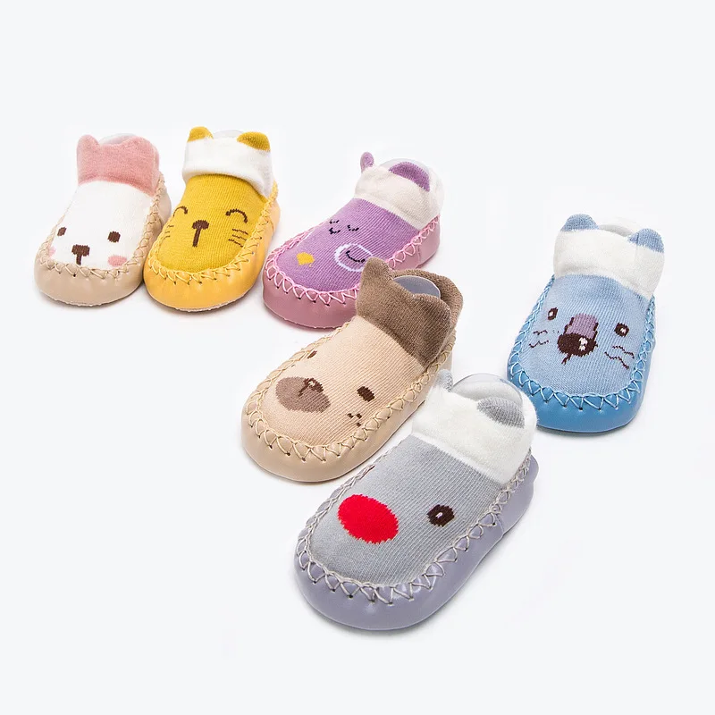 Новое поступление, обувь для малышей, зимние носки для мальчиков и девочек, Нескользящие Детские носки-тапочки с рисунками, GZ222