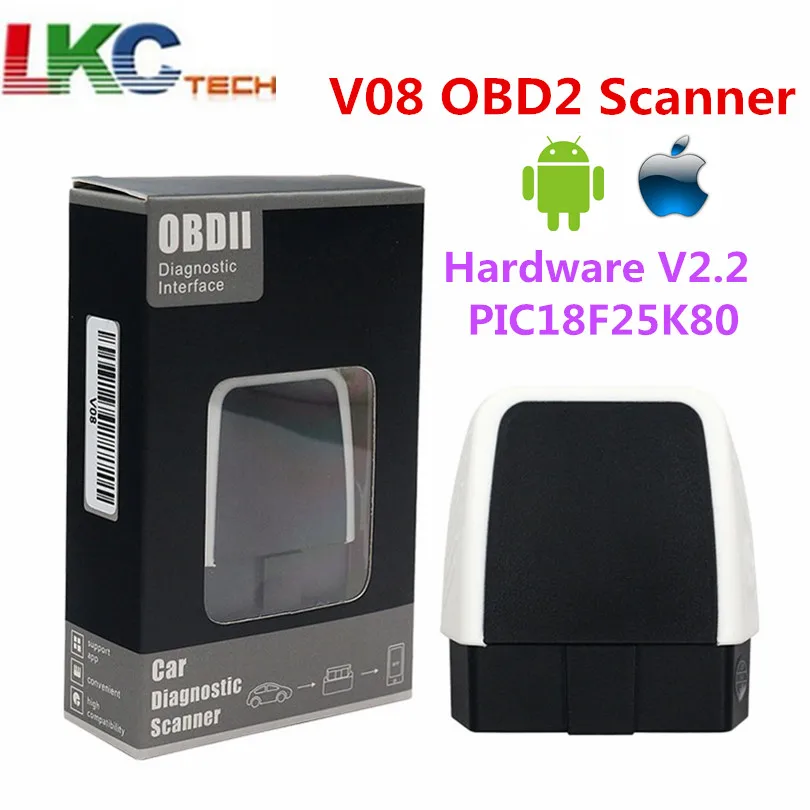 

2019 New Arrival V08 ELM327 25K80 Bluetooth4.0 HW V2.2 PIC18F25K80 ELM 327 For Android/IOS/Windows Supports All OBD2 9 protocols
