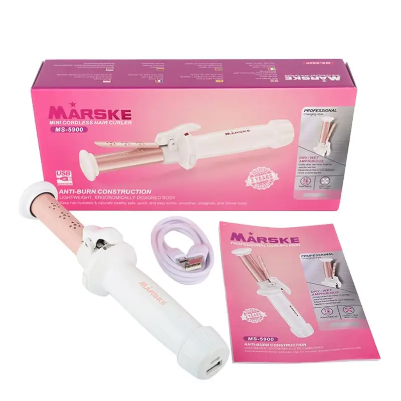

Mini Ceramic Curling Iron Professional 2 in 1 Mini Hair Curler USB Rechargeable Handy Portable Straightener Curlerfor Hair