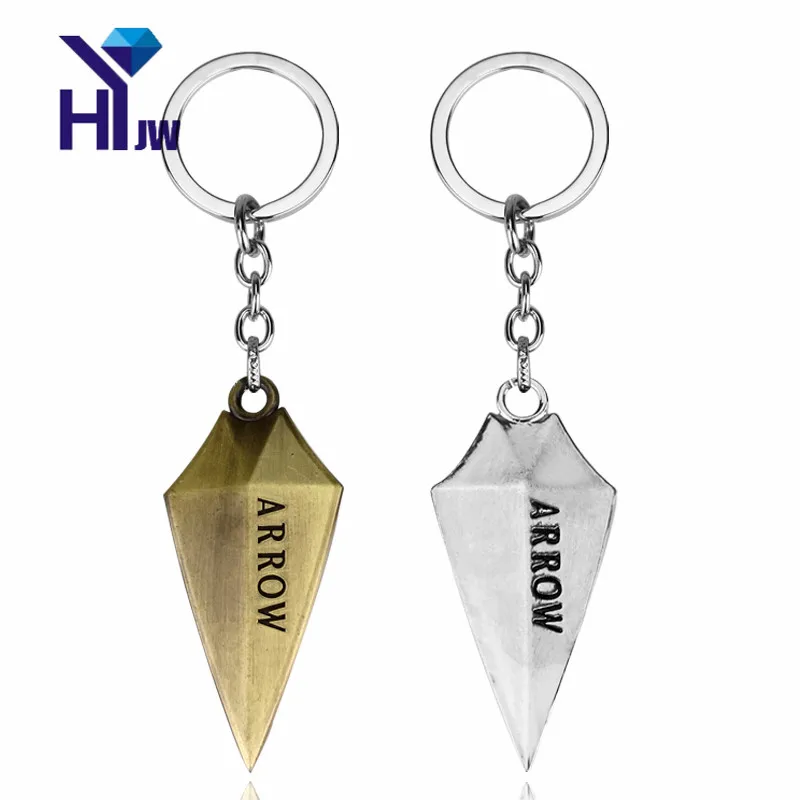 

Movie Green Arrow Keychain Fashion Geometric Arrow Logo Key Chain Keyring Llaveros Men and Women Key Holder Chaveiros