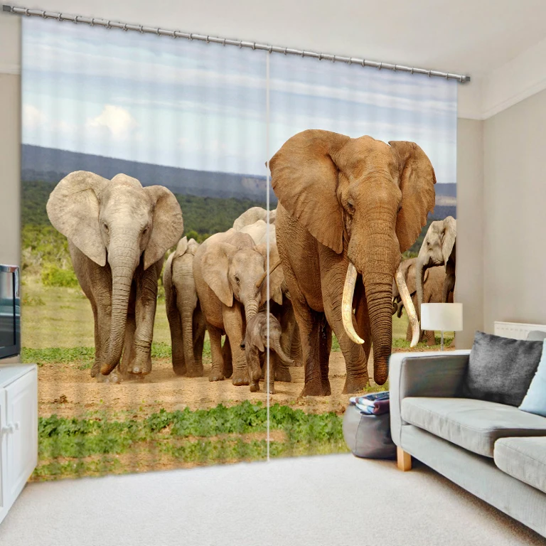 

Steppe Elephant Digital Art custom personalized digital 3D shading curtains finished