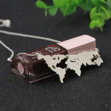 World Map Colgante Joyería de Plata Sólido Puro Cualquier Pais o Estado Puede Sello Collar de Moda