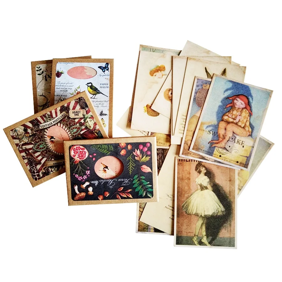 

16 Pcs/lot Chic Postcards Greeting Cards For Swan Lake Background Cards Lovely Picture Party Gift