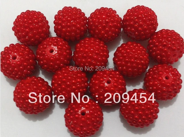 20mm Red Rhinestone Acrylic Beads