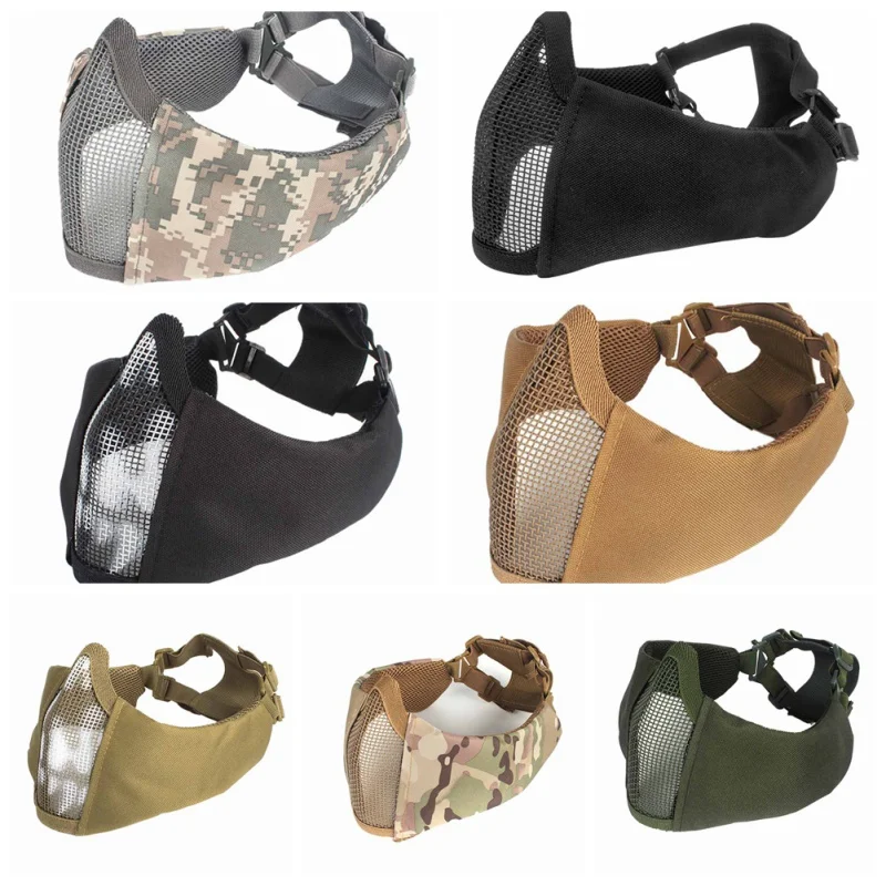 

2018 Airsoft Tactical Fan Army Camouflage Game Chicken Mask New Tactical Half Face Metal Steel Net Mesh Mask