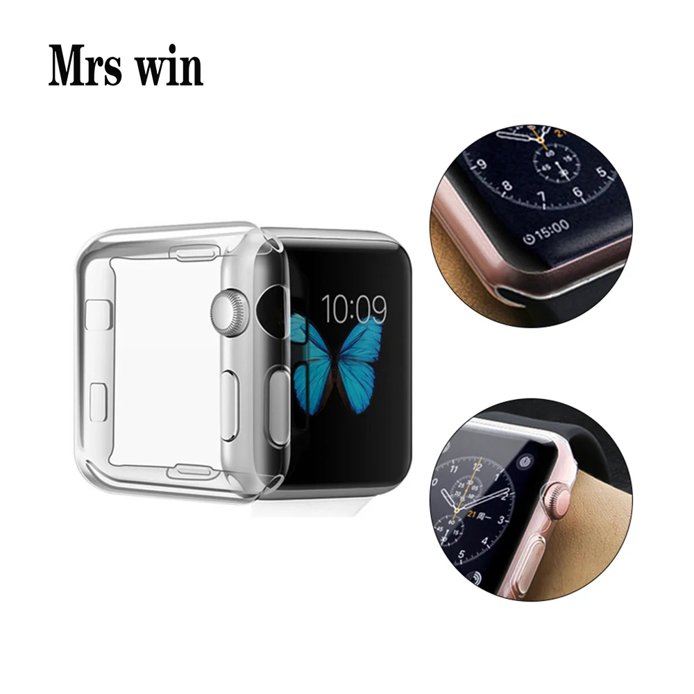 

Mrs win Clear Protective Cover for iWatch 4 3 2 Soft TPU Watch Case Screen Protector for Apple Watch Series 3 Series 2 38mm 42mm