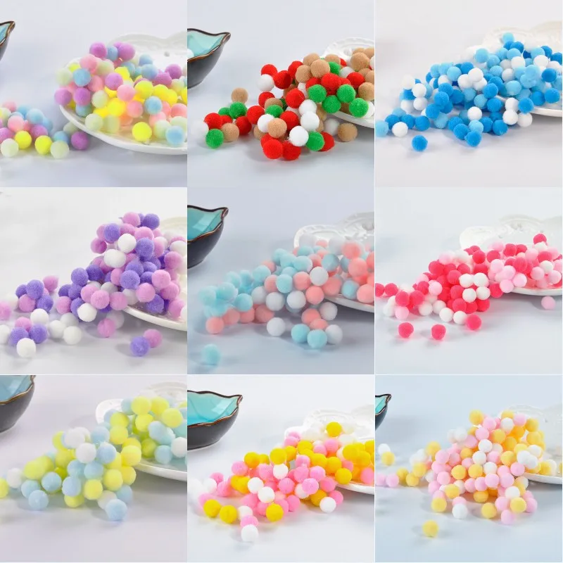 

10g (60pcs) 15mm Mix Colors Pompom Lovely Fur Pompones Ball Craft DIY Soft Pom Poms Wedding/Party Decoration Cloth Accessories