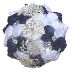 Свадебный букет аксессуары Свадебный букет искусственных цветов Большой жемчуг бисером Свадебный букет из роз цветы с кристаллами лист